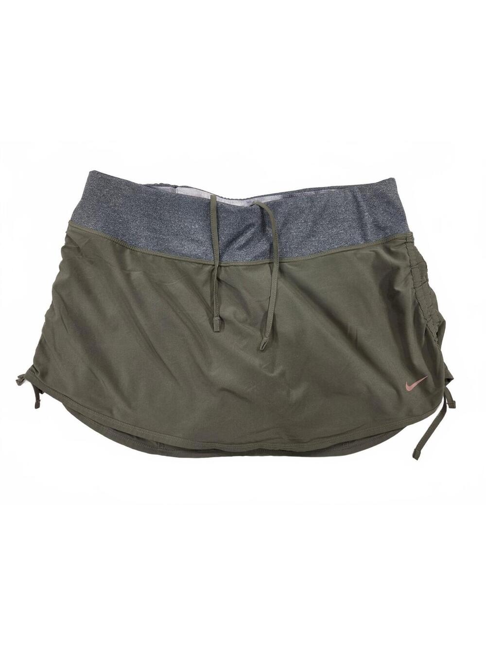 Nike Dri-FIT Womens Olive Green Cinched Athletic Running Skort Skirt Size M